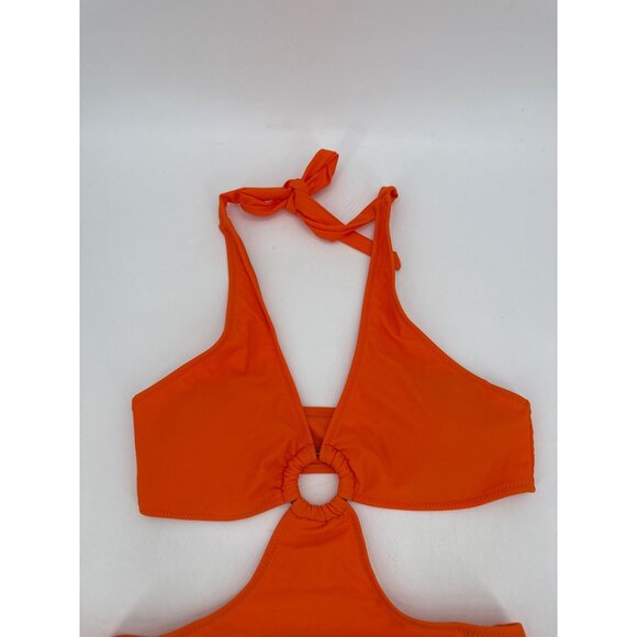 Orange Aimage One-Piece Swimsuit With Ring Detail Cutout Design Medium - Picture 2 of 7